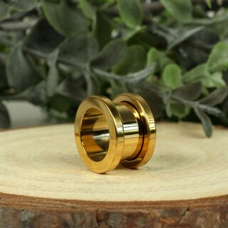 Flesh Tunnel - Steel - Gold - 4 mm