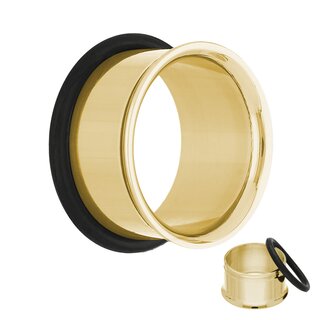 Single Flare Flesh Tunnel - Steel - Gold - 8 mm