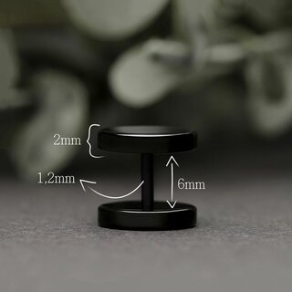 Piercing Fake Plug - Black - [1.] - 1.2 x 4 mm