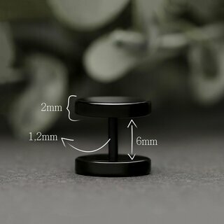 Piercing Fake Plug - Black - [3.] - 1.2 x 8 mm