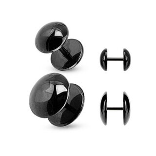 Classic Piercing Fake Tunnel - Black - Half-Round - [2.] - 12 mm