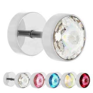 Piercing Fake Plug - Silver - Kristall #2 - [2.] - pink