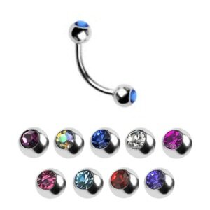 Bananabell Piercing - Silver - Crystal - 1.2mm - [05.] - pink
