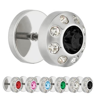 Piercing Fake Plug - Silver - Crystal