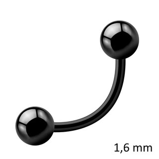 Piercing Bananabell - Steel - Black - 1.6mm - [02.] - 1.6 x 6 mm (Balls: 4mm)
