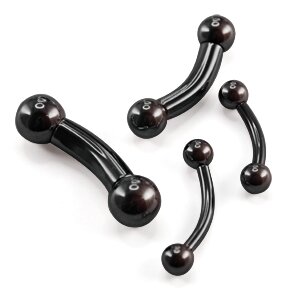 Piercing Bananabell - Steel - Black - 2.0mm to 6.0mm - [04.] - 2.5 x 14 mm (Balls: 6mm)