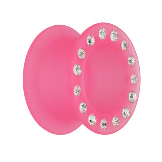 Flesh Tunnel - Silicone - Pink - Crystal