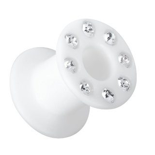 Flesh Tunnel - Silicone - White - Crystal