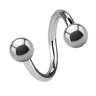 Spiral Piercing - Titanium - Silver - 1.6mm [04.] - 1.6 x 12 mm (Balls: 4mm)