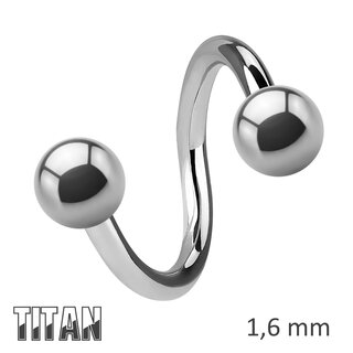 Spiral Piercing - Titanium - Silver - 1.6mm [04.] - 1.6 x 12 mm (Balls: 4mm)