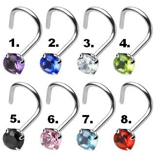 Nose Stud curved - Silver - Crystal - [03.] - clear