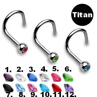 Titanium Nose Stud curved - Silver - Crystal - [01.] - purple