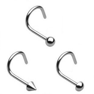 Titanium Nose Stud curved - Silver [01.] - Ball