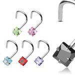 Nose Stud curved - Crystal - Square - [04.] - red