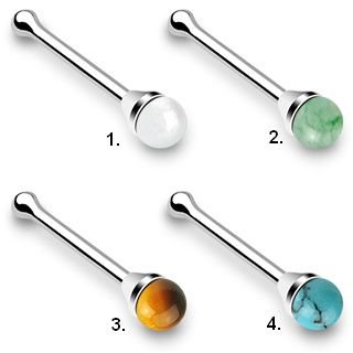 Nose Stud straight - Silver - Stone - [02.] - Jade