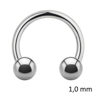 Circular Barbell - Steel - Silver - 1.0mm - [01.] - 1.0 x 5 mm (Balls: 2.5mm)