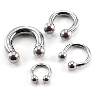 Circular Barbell - Steel - Silver - 2.0mm to 6.0mm - [14.] - 3.0 x 12 mm (Balls: 6mm)