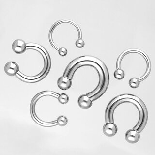 Circular Barbell - Steel - Silver - 2.0mm to 6.0mm - [30.] - 6.0 x 16 mm (Balls: 8mm)