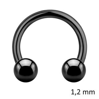 Circular Barbell - Steel - Black - 1.2mm - [03.] - 1.2 x 10 mm (Balls: 3mm)