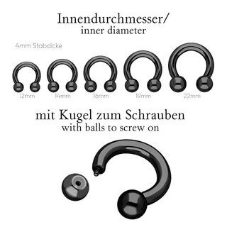 Circular Barbell - Steel - Black - 2.0mm to 6.0mm - [02.] - 2.0 x 10 mm (Balls: 5mm)