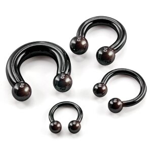 Circular Barbell - Steel - Black - 2.0mm to 6.0mm - [04.] - 2.0 x 14 mm (Balls: 5mm)