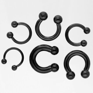 Circular Barbell - Steel - Black - 2.0mm to 6.0mm - [04.] - 2.0 x 14 mm (Balls: 5mm)