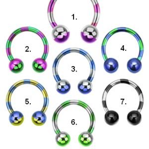 Circular Barbell - Steel - Striped - [2.] - 1.2 x 10 x 4 mm - Colors: green-purple