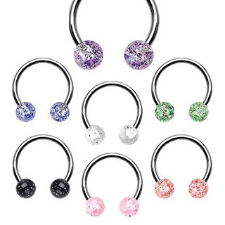 Circular Barbell - Balls - Glitter - [5.] - black