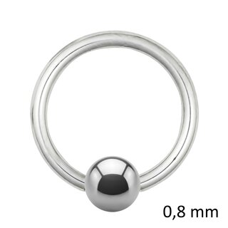 Ball Closure Ring - Steel - Silver - 0.8mm - [03.] - 0.8 x 8 mm (Ball: 3mm)