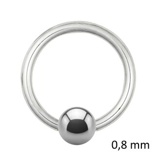 Ball Closure Ring - Steel - Silver - 0.8mm - [04.] - 0.8 x 9 mm (Ball: 3mm)