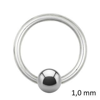 Ball Closure Ring - Steel - Silver - 1.0mm -  [02.] - 1.0 x 7 mm (Ball: 3mm)