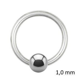 Ball Closure Ring - Steel - Silver - 1.0mm -  [04.] - 1.0 x 9 mm (Ball: 4mm)