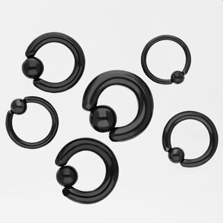 Ball Closure Ring - Steel - Black - 2.0mm to 6.0mm - [04.] - 2.0 x 10 mm (Ball: 5mm)