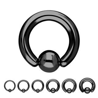 Ball Closure Ring - Steel - Black - 2.0mm to 6.0mm - [29.] - 4.0 x 12 mm (Ball: 8mm)