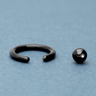 Ball Closure Ring - Steel - Black - 2.0mm to 6.0mm - [40.] - 5.0 x 22 mm (Ball: 10mm)