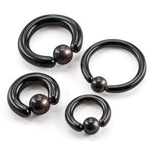 Ball Closure Ring - Steel - Black - 2.0mm to 6.0mm - [46.] - 6.0 x 22 mm (Ball: 10mm)