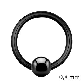 Ball Closure Ring - Steel - Black - 0.8mm - [04.] - 0.8 x 9 mm (Ball: 3mm)