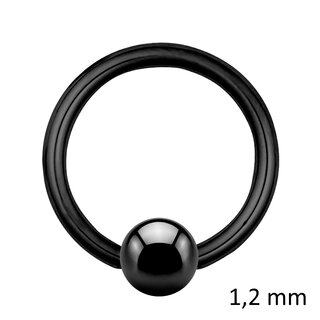 Ball Closure Ring - Steel - Black - 1.2mm - [09.] - 1.2 x 16 mm (Ball: 6mm)