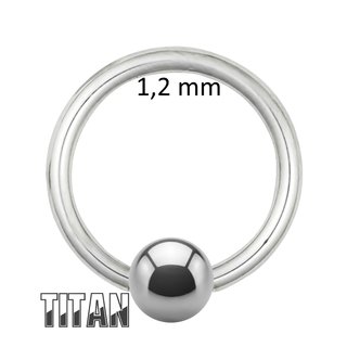 Ball Closure Ring - Titanium - Silver - 1.2mm - [02.] - 1.2 x 8 mm (Ball: 3mm)