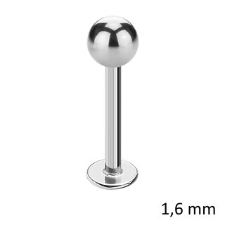 Labret Piercing - Steel - Silver - 1.6mm - [14.] - 1.6 x 22 mm (Ball: 4mm)