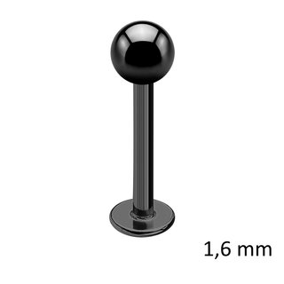 Labret Piercing - Steel - Black - 1.6mm - [03.] - 1.6 x 8 mm (Ball: 4mm)