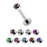 Labret Piercing - Silver - Crystal - 1.6mm - [03.] - clear