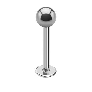 Labret Piercing - Titanium - Silver - 1.0mm - [02.] - 1.0 x 6 mm (Ball: 3mm)