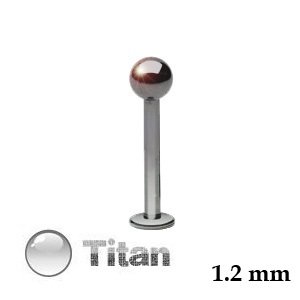 Labret Piercing - Titanium - Silver - 1.2mm - [02.] - 1.2 x 6 mm (Ball: 3mm)