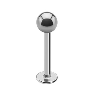 Labret Piercing - Titanium - Silver - 1.6mm - [05.] - 1.6 x 12 mm (Ball: 4mm)