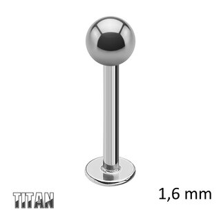 Labret Piercing - Titanium - Silver - 1.6mm - [05.] - 1.6 x 12 mm (Ball: 4mm)