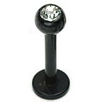 Labret Piercing - Black - Crystal - [2.] - 1,2 x 10 mm