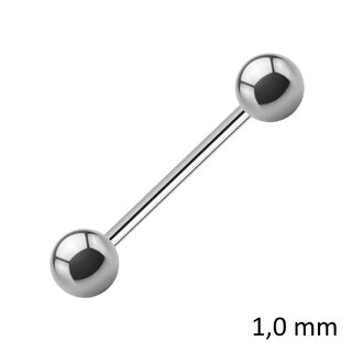 Barbell Piercing - Steel - Silver - 1.0mm - [10.] - 1.0 x 10 mm (Balls: 4mm)