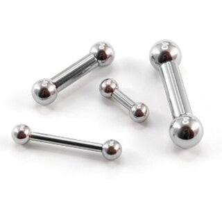 Barbell Piercing - Steel - Silver - 2.0mm to 6.0mm - [02.] - 2.0 x 10 mm (Balls: 5mm)