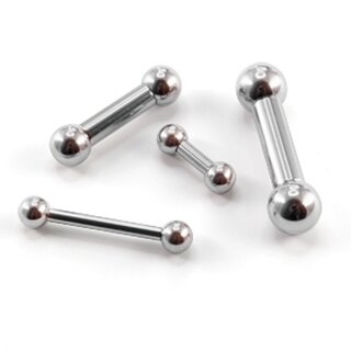 Barbell Piercing - Steel - Silver - 2.0mm to 6.0mm - [07.] - 2.0 x 20 mm (Balls: 5mm)